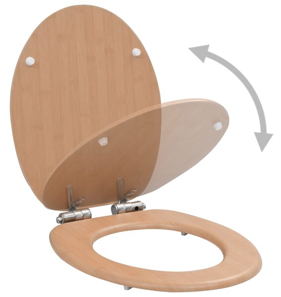 WC Toilet Seat with Soft Close Lid MDF Bamboo Design