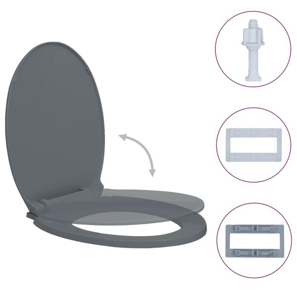 Soft-Close Toilet Seat Grey Oval