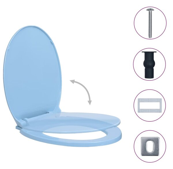 Soft-Close Toilet Seat Quick Release Blue Oval