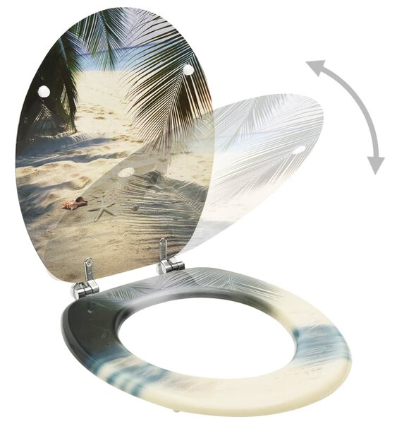 WC Toilet Seat with Lid MDF Beach Design