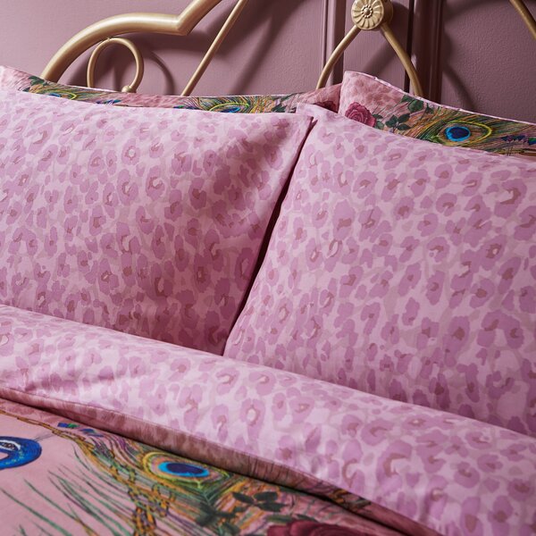 Xanadu Peacock Cotton Pillowcase Pair Pink