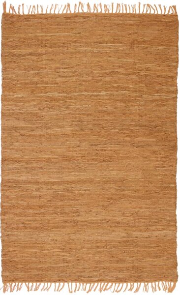 Hand-woven Chindi Rug Leather 160x230 cm Tan