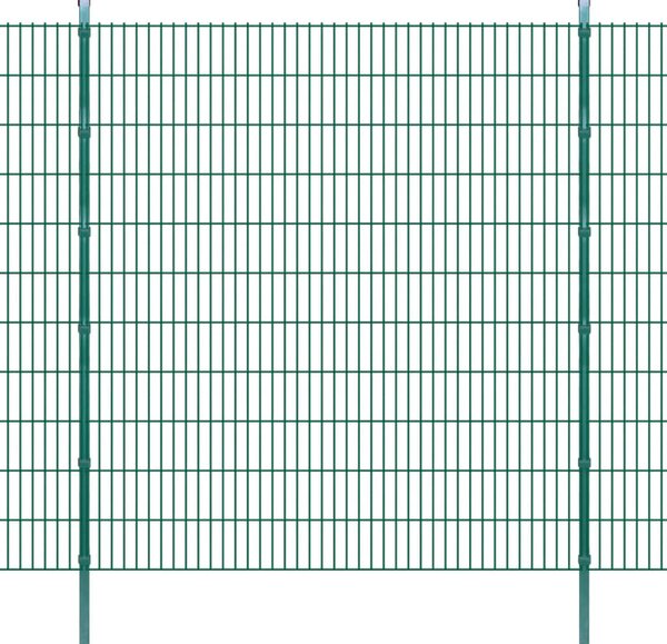 2D Garden Fence Panels & Posts 2008x2230 mm 4 m Green