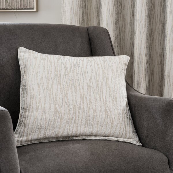 Linear Waves Natural Cushion Pink, Grey and White
