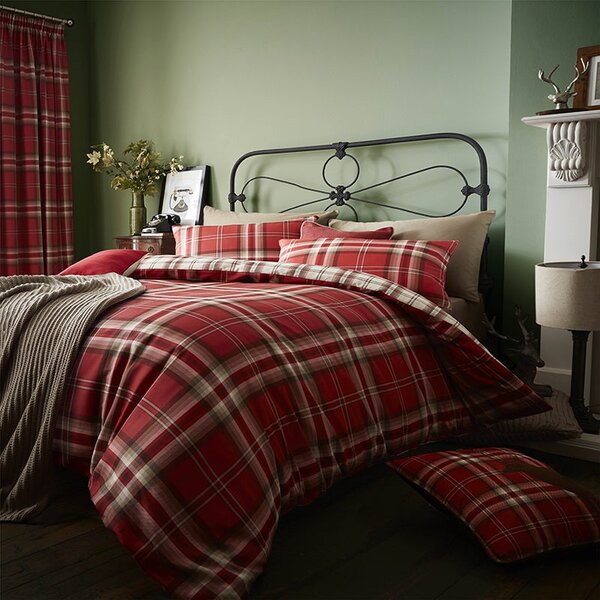 Catherine Lansfield Kelso Duvet Cover Bedding Set Red