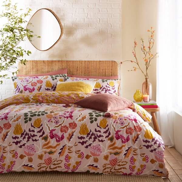 Furn Protea Printed Abstract Floral Duvet Cover Bedding Set Pink