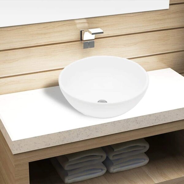 Ceramic Bathroom Sink Basin White Round