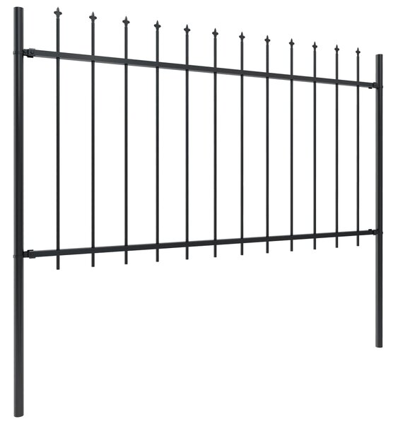 Garden Fence with Spear Top Steel 3.4x1 m Black