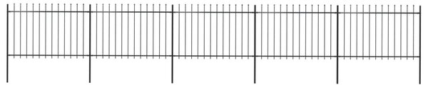 Garden Fence with Spear Top Steel 8.5x1.2 m Black