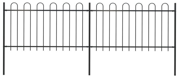 Garden Fence with Hoop Top Steel 3.4x1 m Black