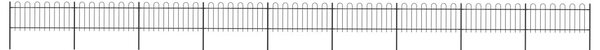 Garden Fence with Hoop Top Steel 15.3x0.8 m Black