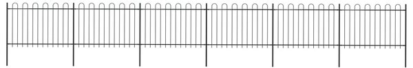 Garden Fence with Hoop Top Steel 10.2x1.2 m Black