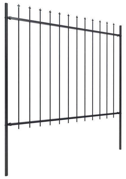 Garden Fence with Spear Top Steel 6.8x1.5 m Black