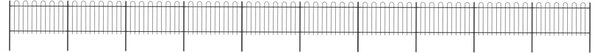 Garden Fence with Hoop Top Steel 17x1 m Black