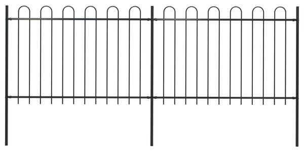 Garden Fence with Hoop Top Steel 3.4x1.2 m Black