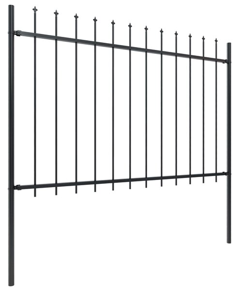 Garden Fence with Spear Top Steel 6.8x1.2 m Black