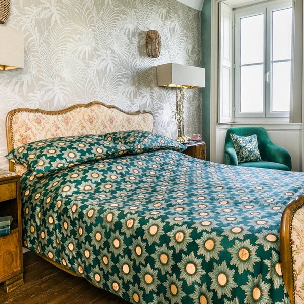 The Chateau by Angel Strawbridge Mademoiselle Daisy Duvet Cover Bedding Set Cobalt Green