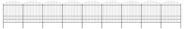 Garden Fence with Spear Top Steel (1.75-2)x15.3 m Black