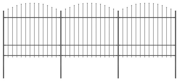 Garden Fence with Spear Top Steel (1.5-1.75)x5.1 m Black