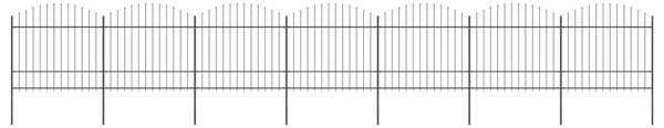 Garden Fence with Spear Top Steel (1.5-1.75)x11.9 m Black