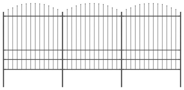 Garden Fence with Spear Top Steel (1.75-2)x5.1 m Black