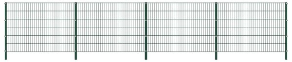 Fence Panel with Posts Iron 6.8x1.2 m Green