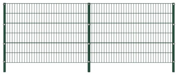 Fence Panel with Posts Iron 3.4x1.2 m Green