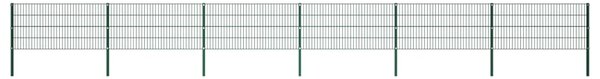 Fence Panel with Posts Iron 10.2x0.8 m Green