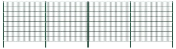 Fence Panel with Posts Iron 6.8x1.6 m Green