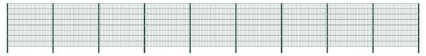 Fence Panel with Posts Iron 15.3x1.6 m Green