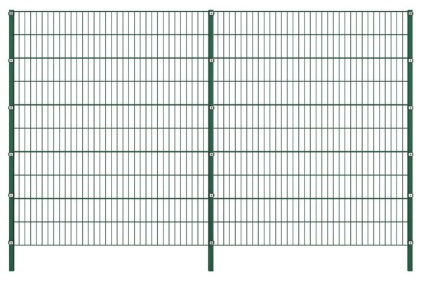Fence Panel with Posts Iron 3.4x2 m Green