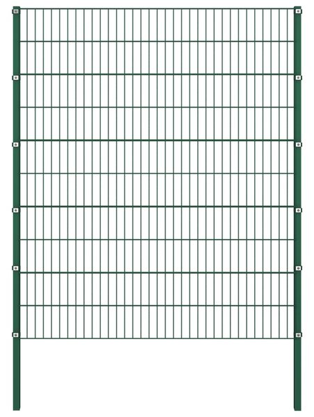 Fence Panel with Posts Iron 1.7x2 m Green