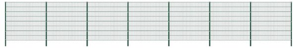 Fence Panel with Posts Iron 11.9x1.6 m Green