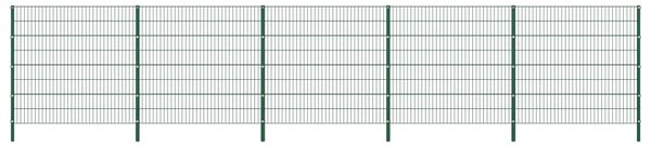 Fence Panel with Posts Iron 8.5x1.6 m Green