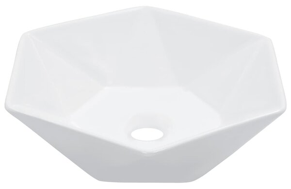 Pura White Ceramic Hexagon Wash Basin