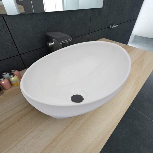 Luxury White Ceramic Oval Shaped Basin