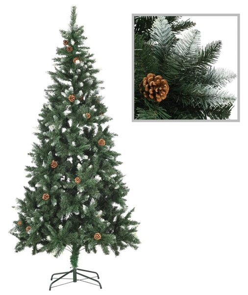 Artificial Christmas Tree with Pine Cones and White Glitter 210 cm