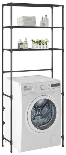 3-Tier Storage Rack over Laundry Machine Black 69x28x169 cm