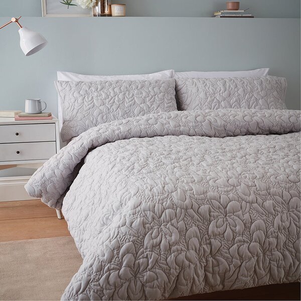 Catherine Lansfield So Soft Pinsonic Floral Bedding Set Grey