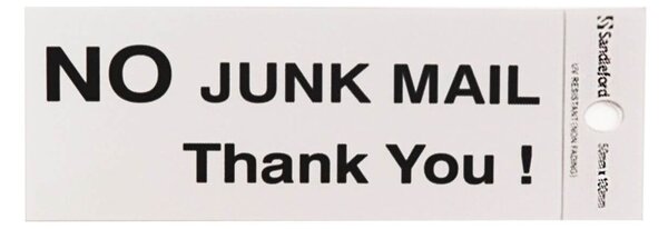 Self Adhesive No Junk Mail Thank You Sign - 100 x 50mm