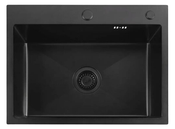 Steel sink with 3-piece accessory set REA Liam Black