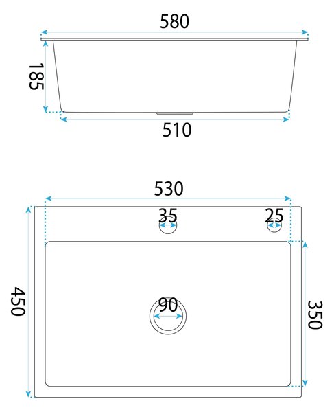 Steel sink with 3-piece accessory set REA Liam Black