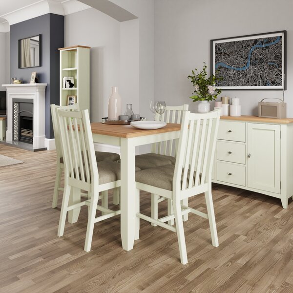 Grantham Oak Top Square Dining Table In White