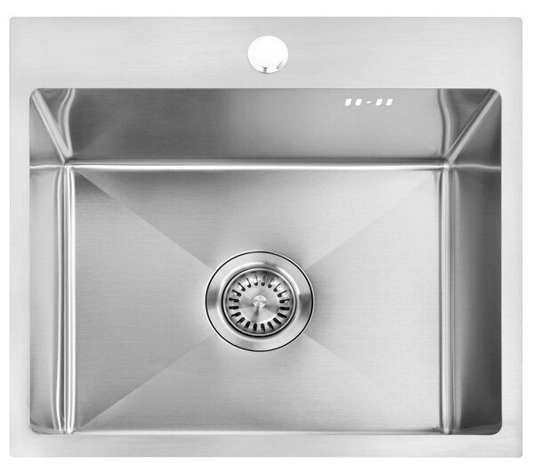 Steel sink with 3-piece accessory set REA Leo 50 Brush Nickel