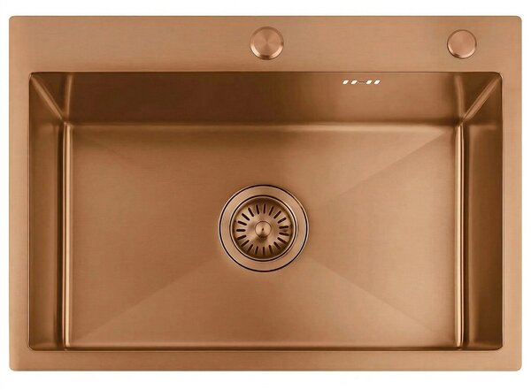 Steel sink with 3-piece accessory set REA Liam Brush Copper