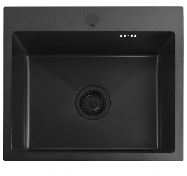 Steel sink with 3-piece accessory set REA Leo 50 Black