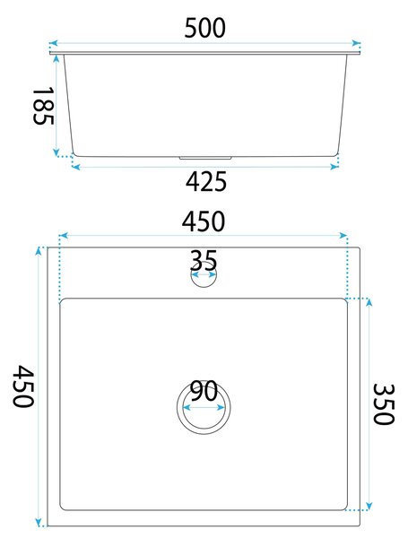 Steel sink with 3-piece accessory set REA Leo 50 Brush Copper