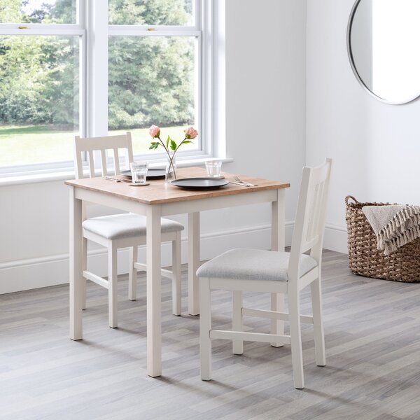 Coxmoor 4 Seater Square Dining Table, Off White Solid Oak Cream