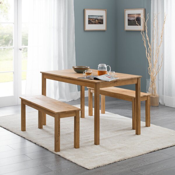 Coxmoor 2 Seater Dining Bench, Solid Oak Brown