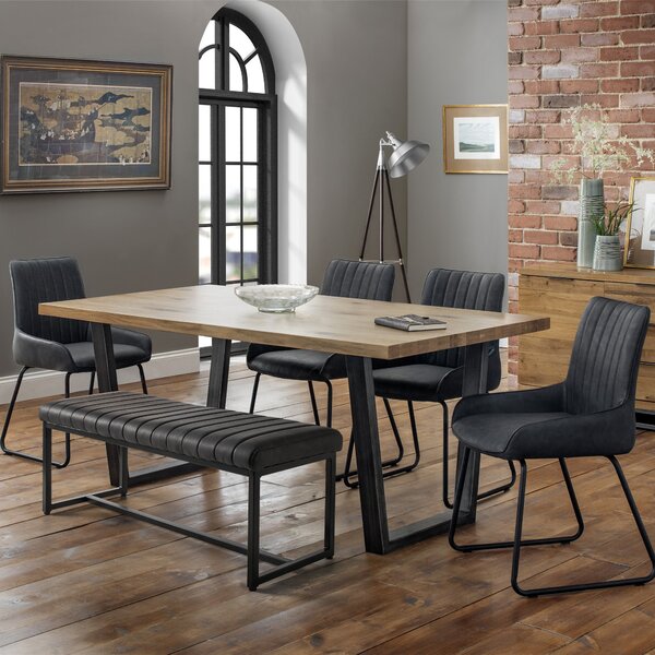 Brooklyn Rectangular Dining Table with 1 Soho Bench with 4 Soho Chairs Oak